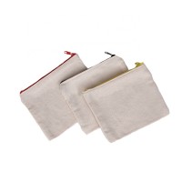 OEM ODM Custom Cheap Eco Friendly Zipper Student Pencil Bag Blank Canvas Makeup Pouch Women Handbag Cotton Cosmetic Bag